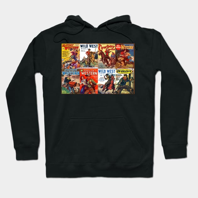 Vintage Western Pulp Magazine Cover Collage Hoodie by Starbase79